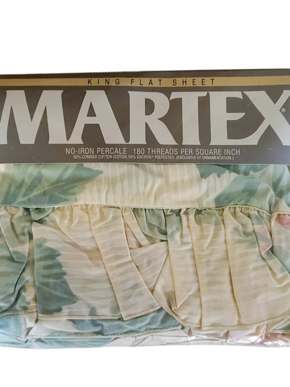 Vintage Martex Maggie’s Rose King Flat Sheet NOS Floral Pink Roses Percale 180TC